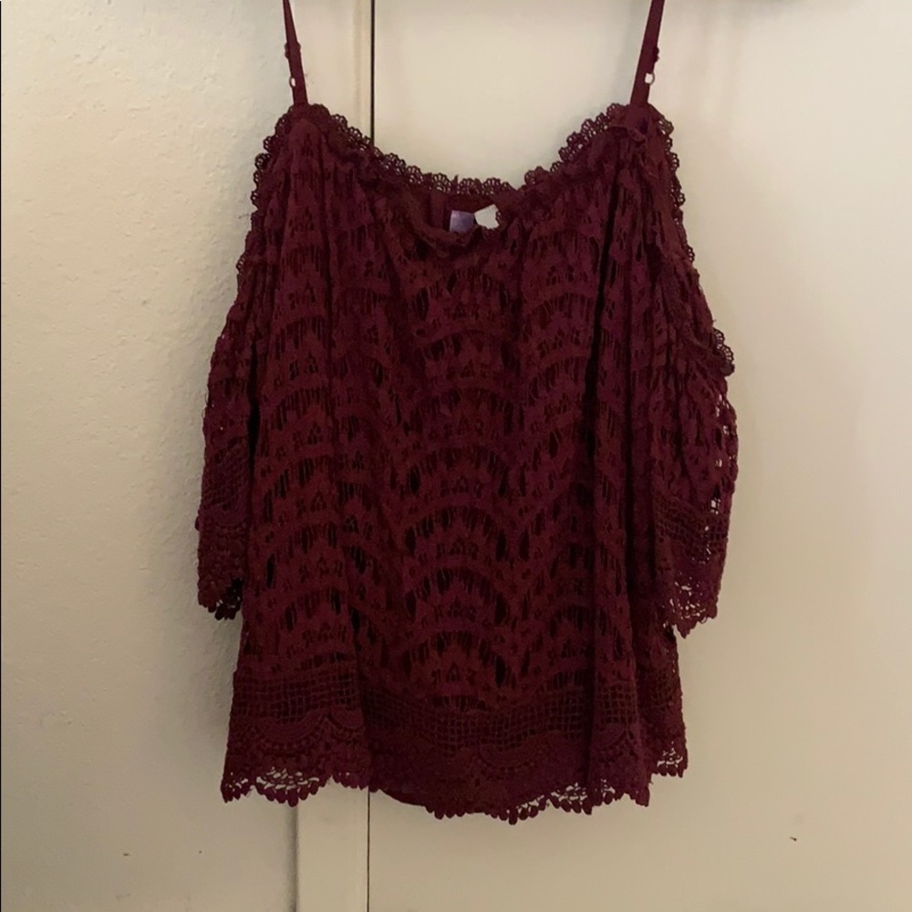Boutique Burgundy Off the Shoulder